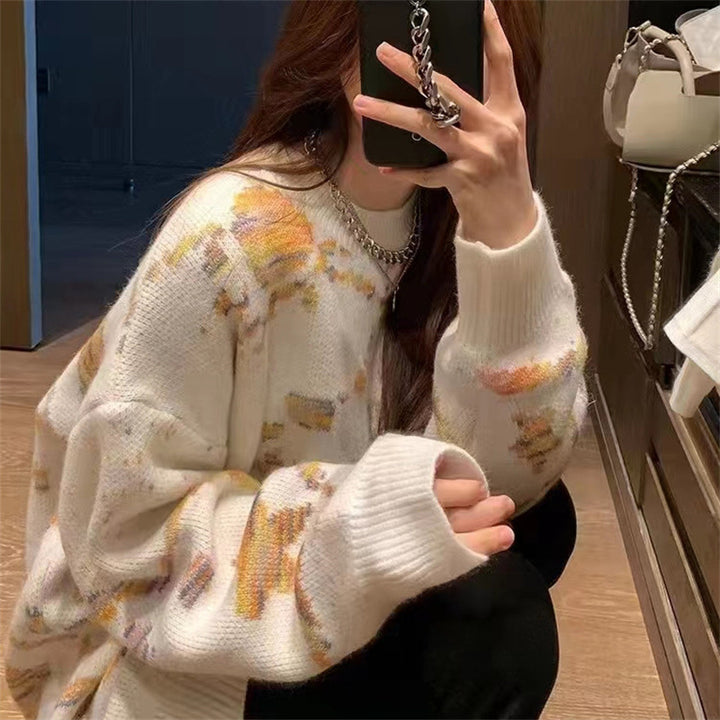Pull en tricot épais à motifs pour femme avec coupe décontractée Chic & Stil