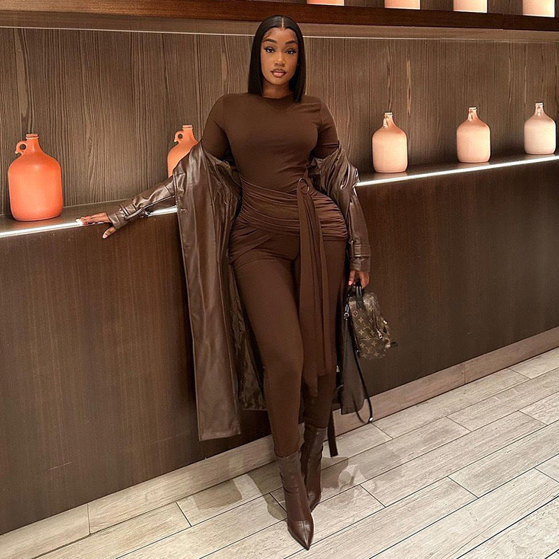 Women complete outfit elegant with refined draping Amarae