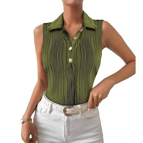 Ladies Pleated Bodysuit with Chic Collar and Style