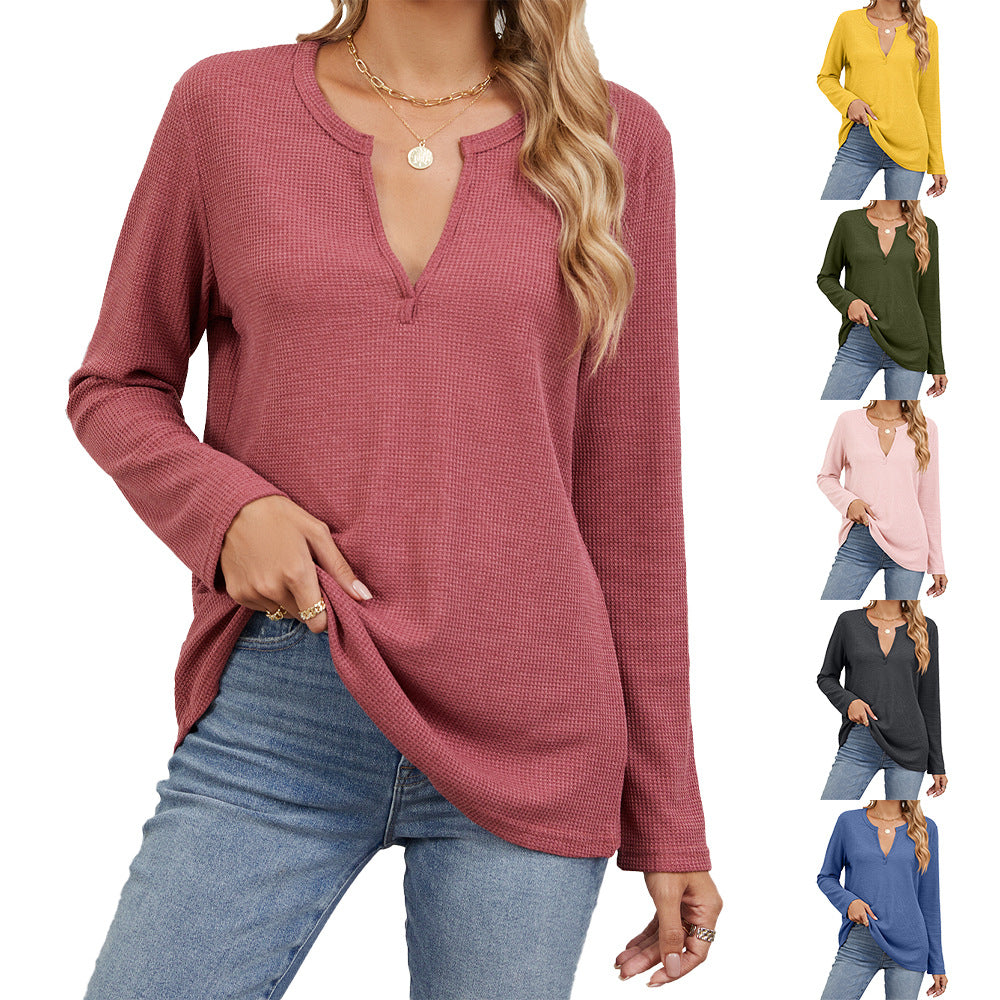 Lune London Women's Casual Waffle Knit T-Shirt