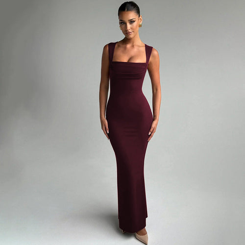 Women's Figure-hugging Evening Dress with Square Neckline and Elegant Draping Amarae