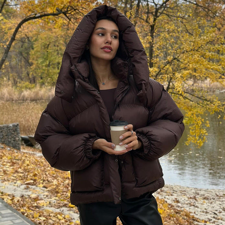 Ladies Quilted Winter Jacket with Oversized Hood Chic Und Stil