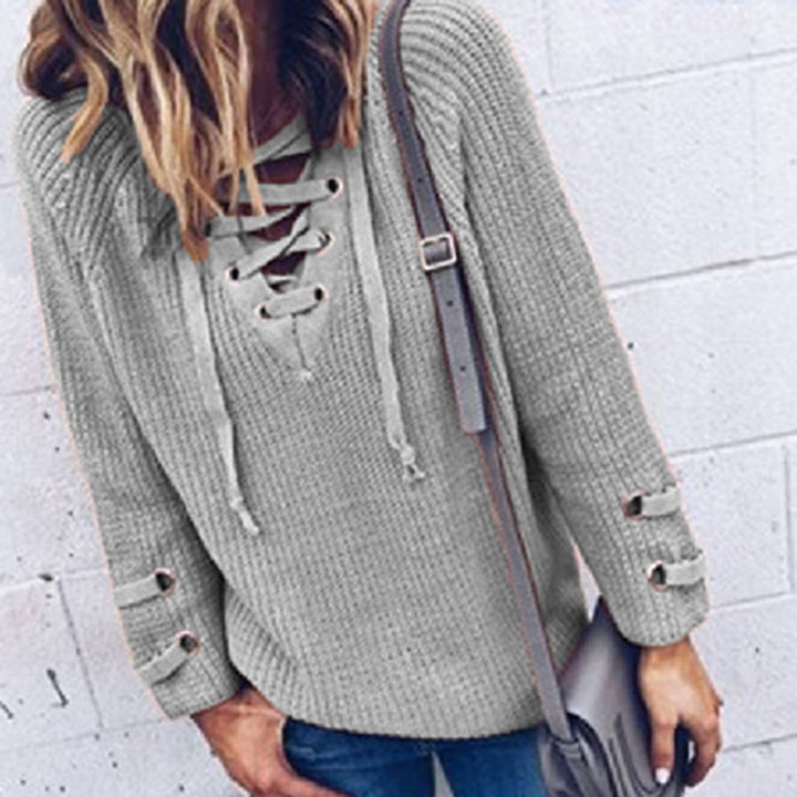 Knitted sweater for women with drawstring and 3/4 sleeves Lune London