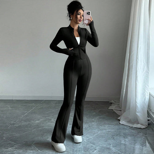Veste de sport pour femmes avec fermeture éclair et jambes évasées Chic & Stil