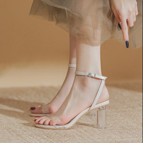 Women Transparent Strap Sandals with Elegant Block Heel Amarae