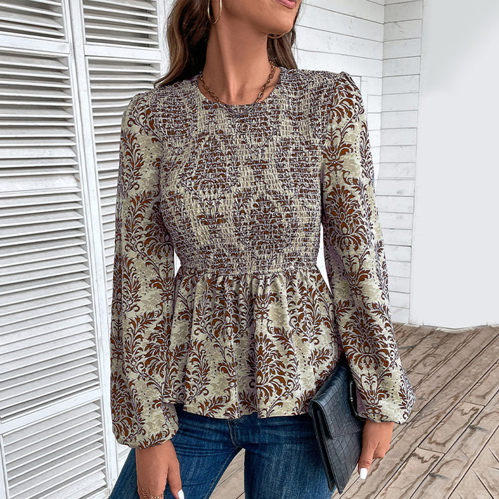 Elegant shirt for women with voluminous sleeves and a floral pattern Lune London