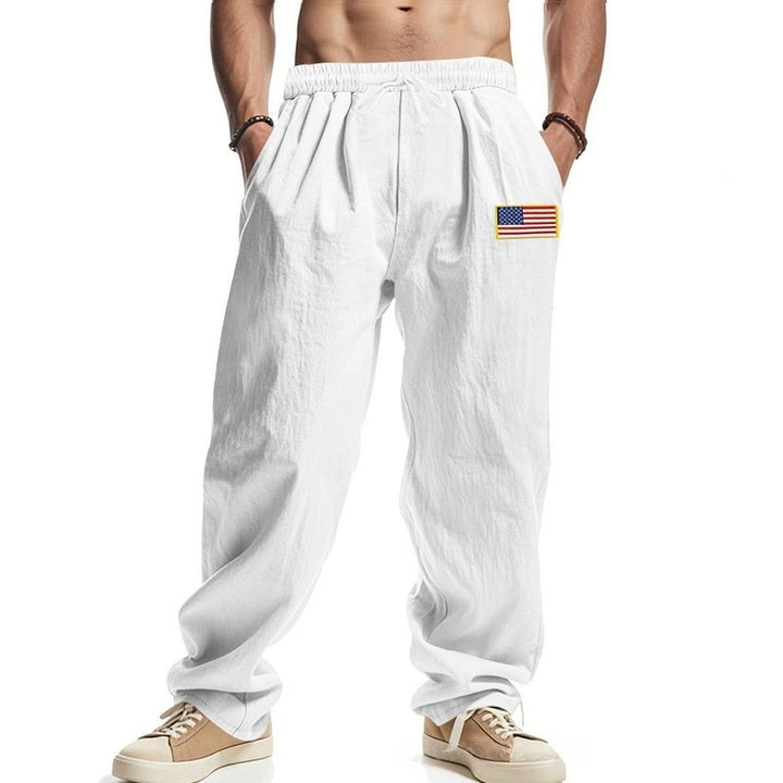Casual men's pants with adjustable waist and American patch Lune London