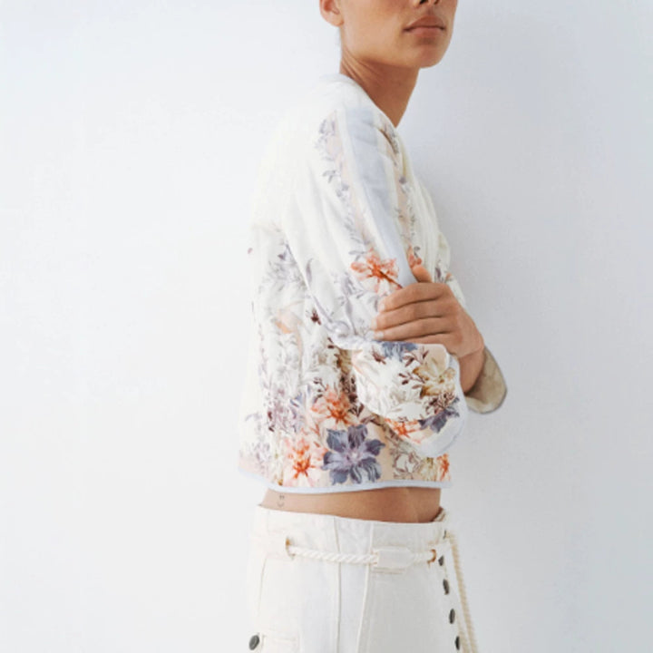 Women Two-Piece Floral Boucle Jacket and Pleated Mini Skirt Set Amarae
