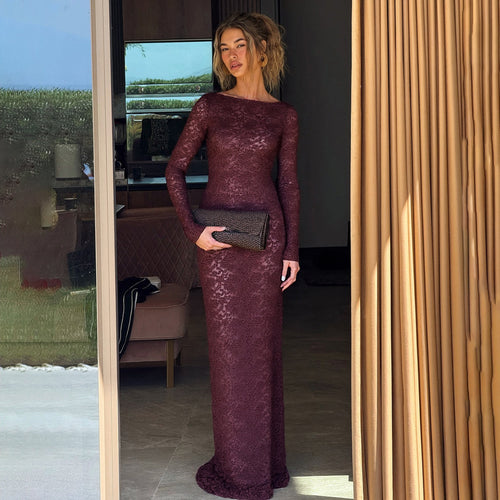 Elegant lace maxi dress for women with long sleeves Amarae