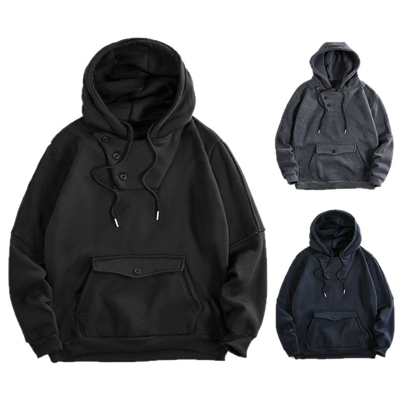 Men's casual hoodie with button details and practical pockets Lune London
