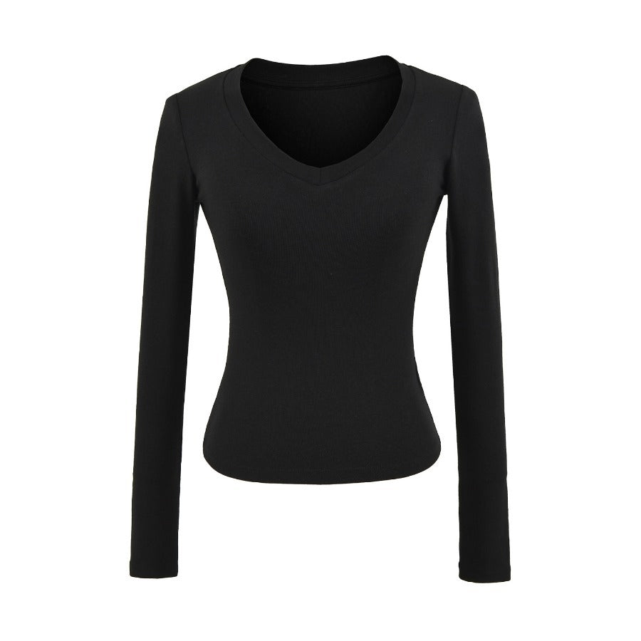 Long sleeve V-neck fitted women's T-shirt Lune London