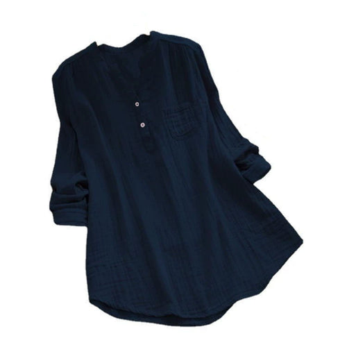 Women's Muslin Blouse Shirt Round Neck