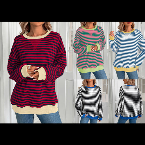 Striped women's sweater with relaxed fit Amarae