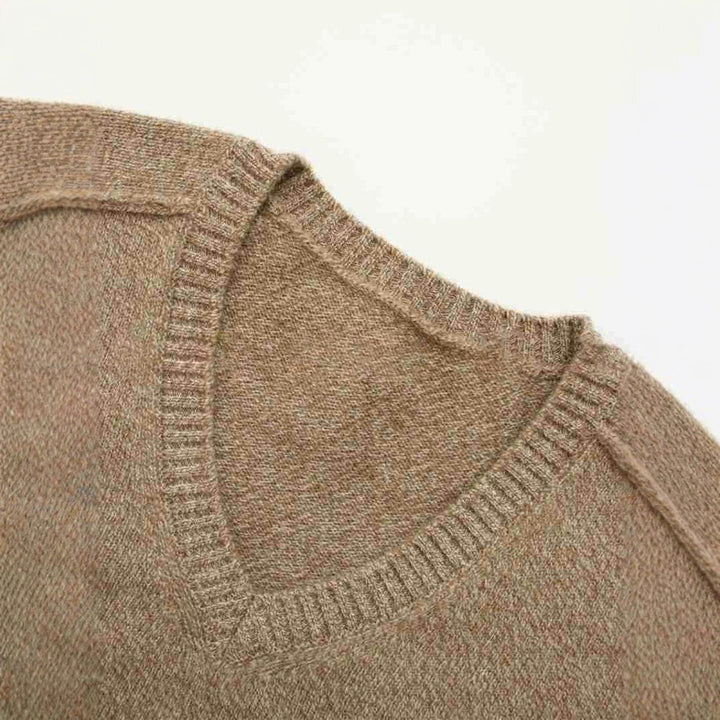 Pull V côtelé pour femmes en laine de haute qualité Chic & Stil