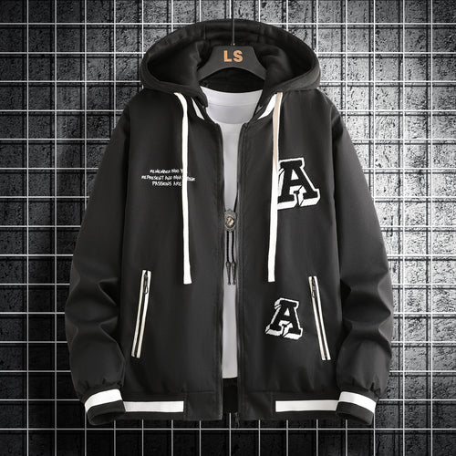 Trendy hoodie jacket for men with stylish appliqués Amarae