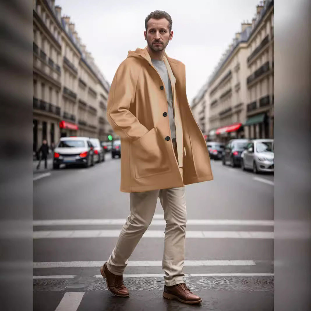 Men's hooded coat in soft material Lune London
