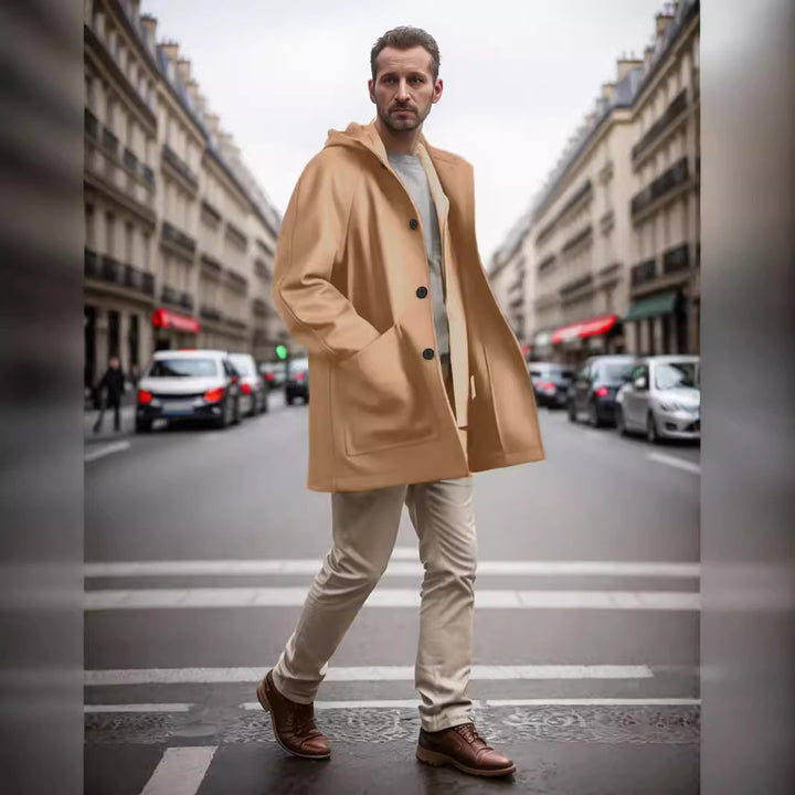 Men's hooded coat in soft material Lune London