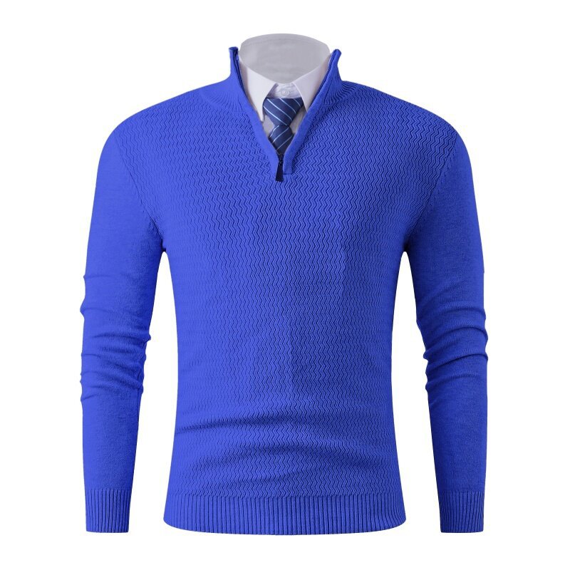 Men's knit sweater with modern high collar and structured design Lune London