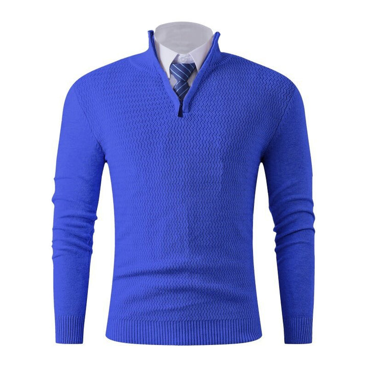 Men's knit sweater with modern high collar and structured design Lune London