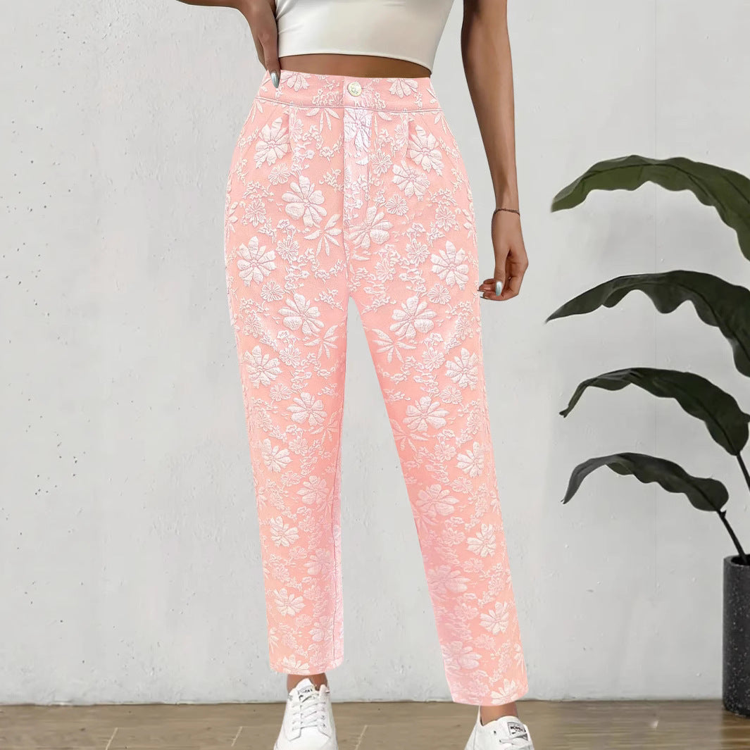 Lune London Floral Pattern Elegant Pants for Women