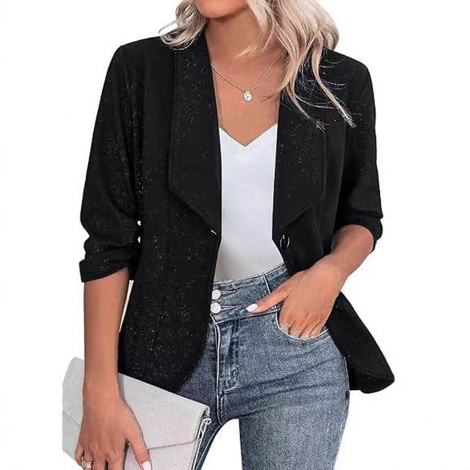 Shimmering blazer jacket for women with a feminine silhouette and an elegant lapel Lune London