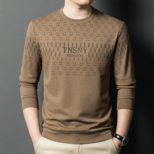 Men's trendy crew neck sweater with structured pattern Amarae