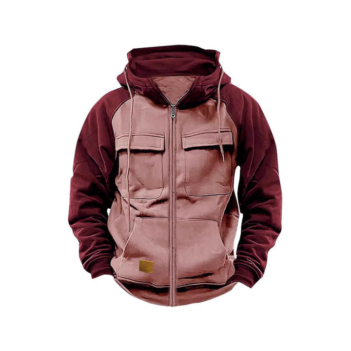 Sporty hooded jacket for men with practical chest pockets and warm fleece material Lune London