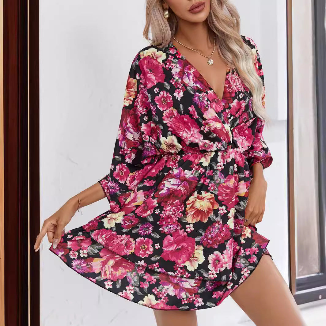 Casual shirt dress for women with deep V-neck and wide sleeves Lune London