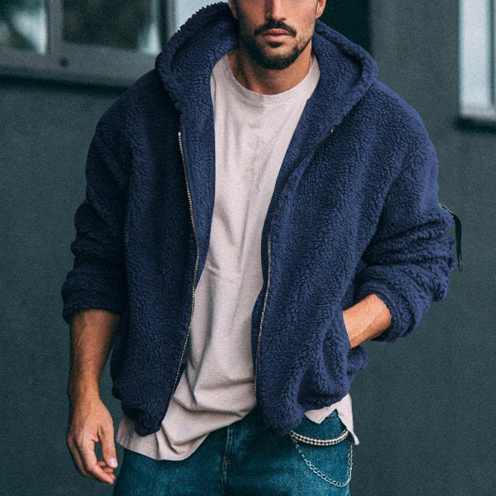 Soft fleece jacket for men with high collar and practical zipper Lune London