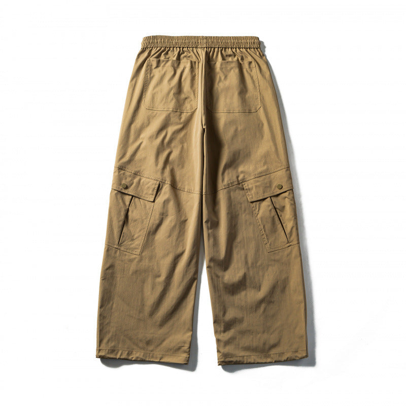 Men's Loose Cargo Pants with Elastic Waistband, Drawstring and Functional Side Pockets Amarae