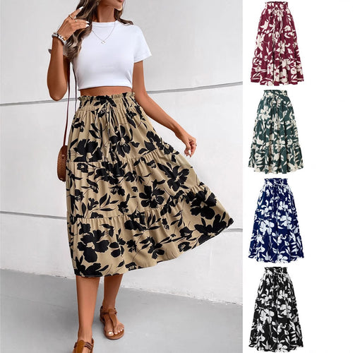 Maxi skirt women with fluid cut and floral design Amarae