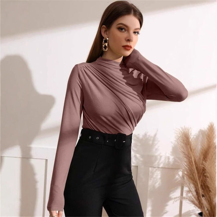Long sleeve T-shirt for women with an elegant wrap design Lune London