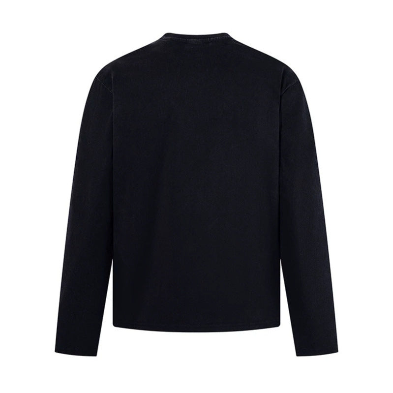 Men's long sleeve shirt with print collage, distressed details and relaxed fit Amarae