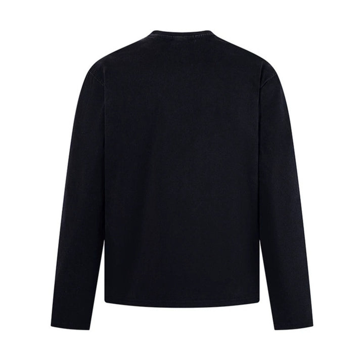Men's long sleeve shirt with print collage, distressed details and relaxed fit Amarae