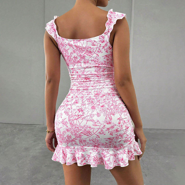 Robe mini pour femmes avec motif floral et design de volants féminin Chic & Stil