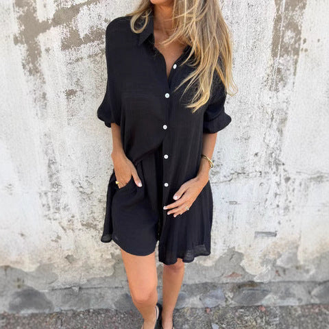 Shirt dress for women with practical side pockets Lune London