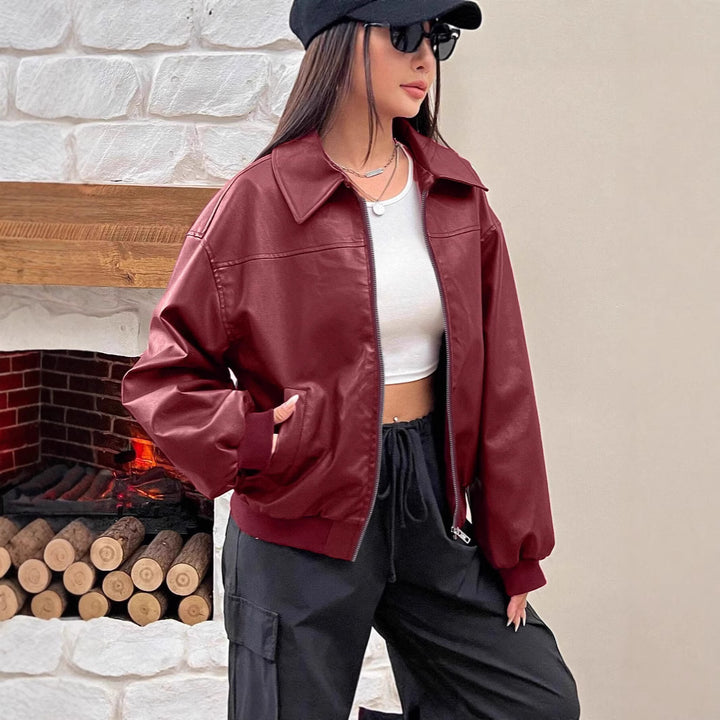 Trendy oversized jacket for women with voluminous sleeves and zip Lune London