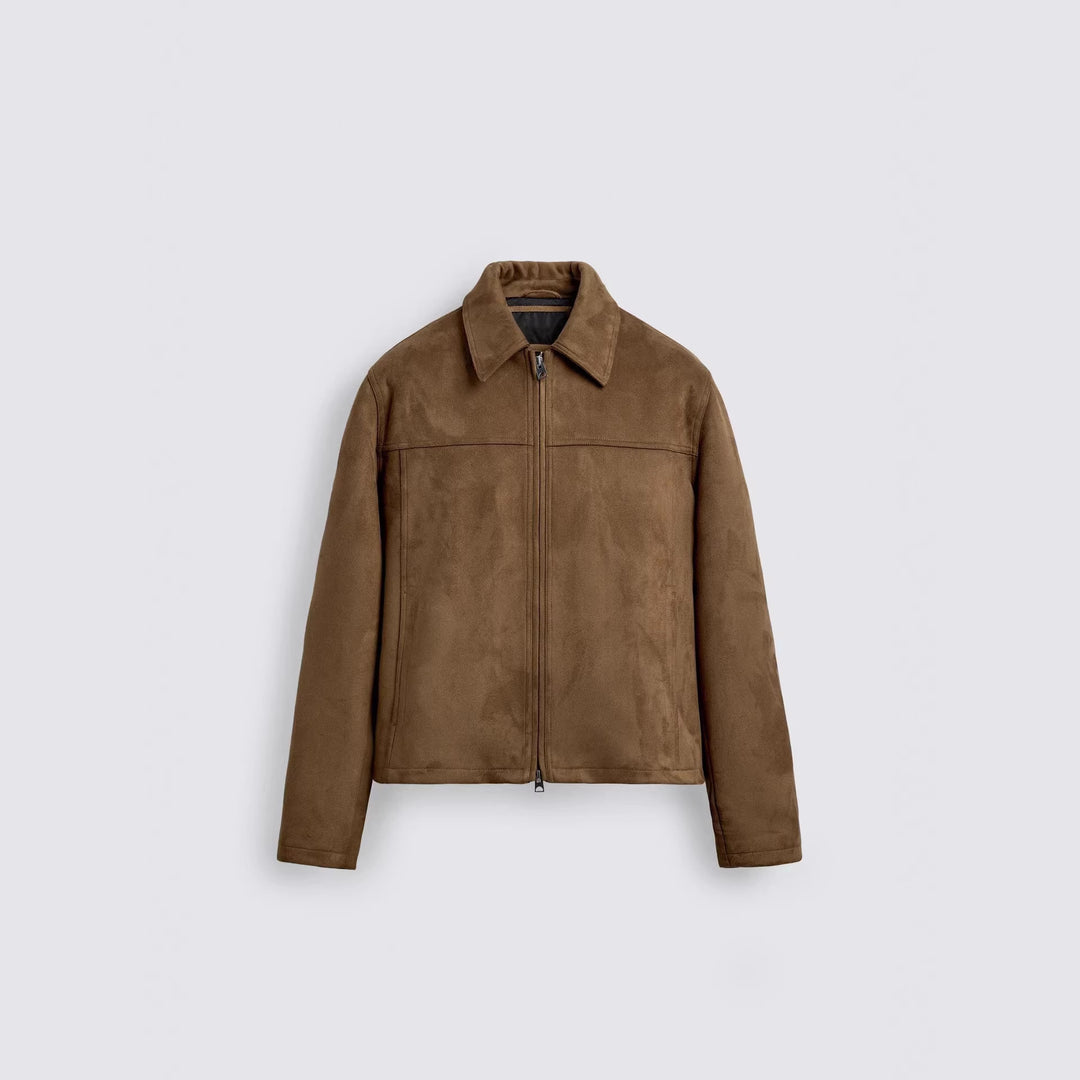 Men's suede jacket with zipper and shirt collar Amarae