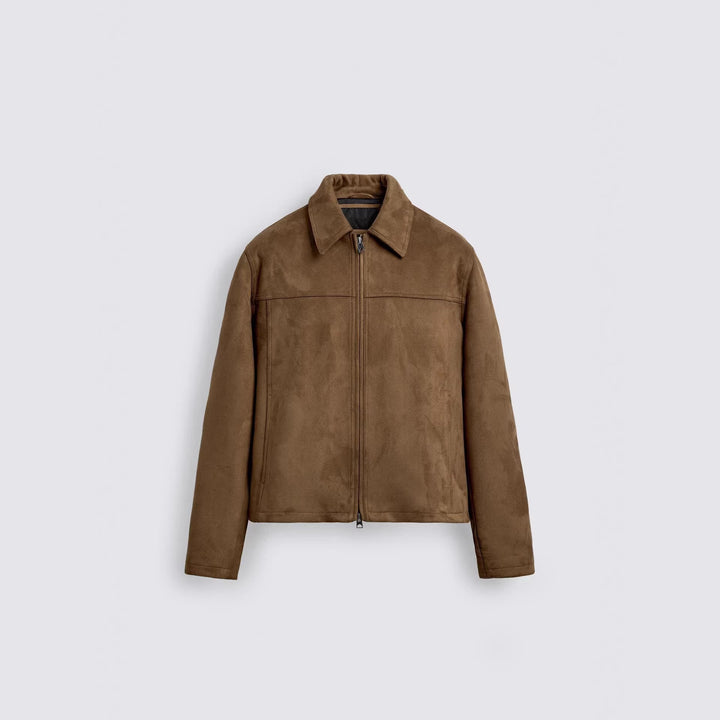 Men's suede jacket with zipper and shirt collar Amarae