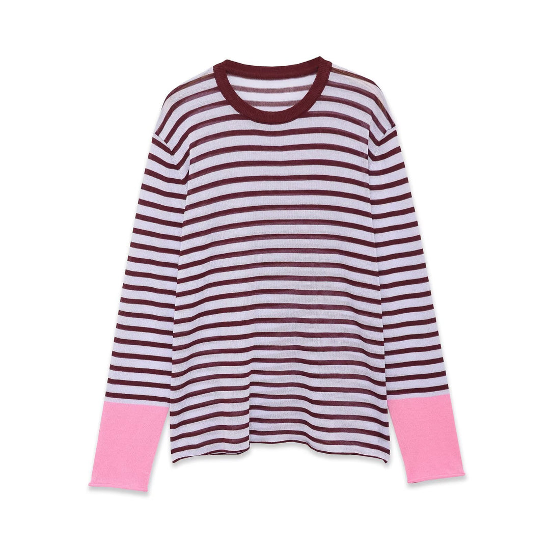 Women’s fine knit long sleeve with maritime stripes and contrasting sleeves Amarae