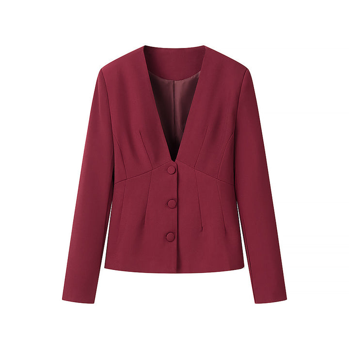 Women's tailored blazer with deep V-neck and contoured princess seam Amarae