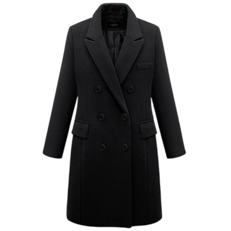 Elegant wool coat for women with double-breasted buttons and pockets Amarae
