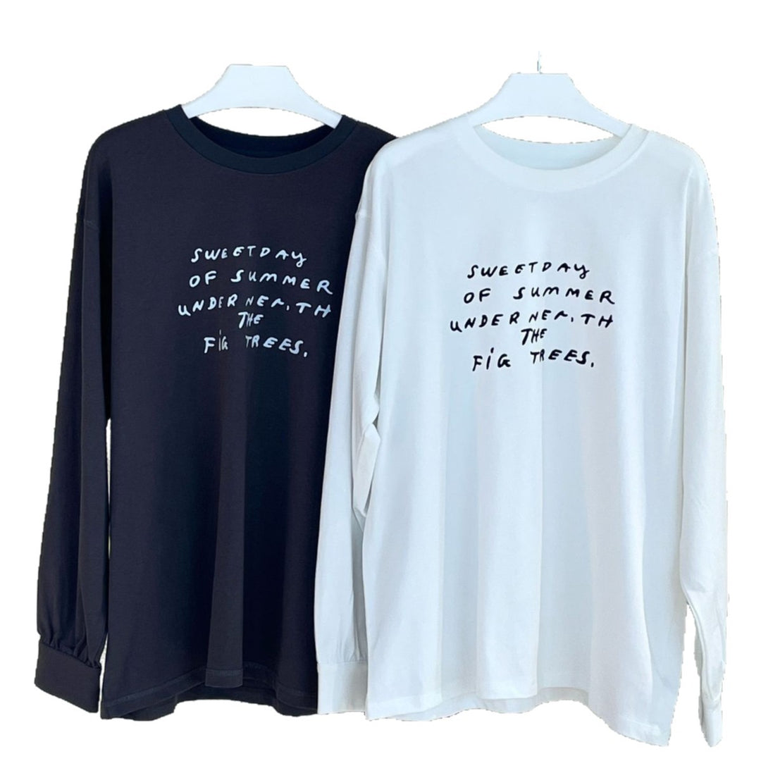 Women Loose Oversized Sweatshirt made of cotton jersey with round neck and statement print Amarae