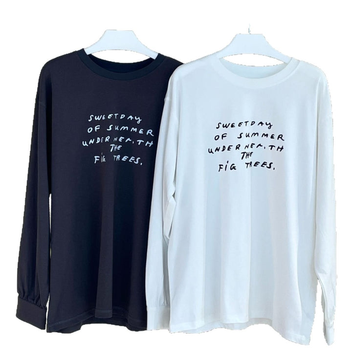 Women Loose Oversized Sweatshirt made of cotton jersey with round neck and statement print Amarae