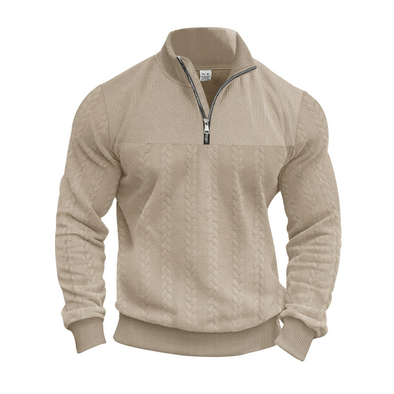Men's knitted sweater with zipper and modern cable design Lune London