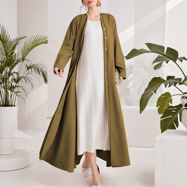 Elegant kaftan dress for women with continuous button placket Lune London