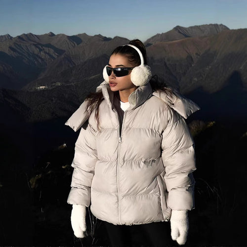 Ladies outdoor padded jacket with high collar and quilted design Amarae