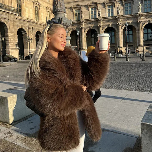 Ladies Amarae Wide Cut Faux Fur Jacket