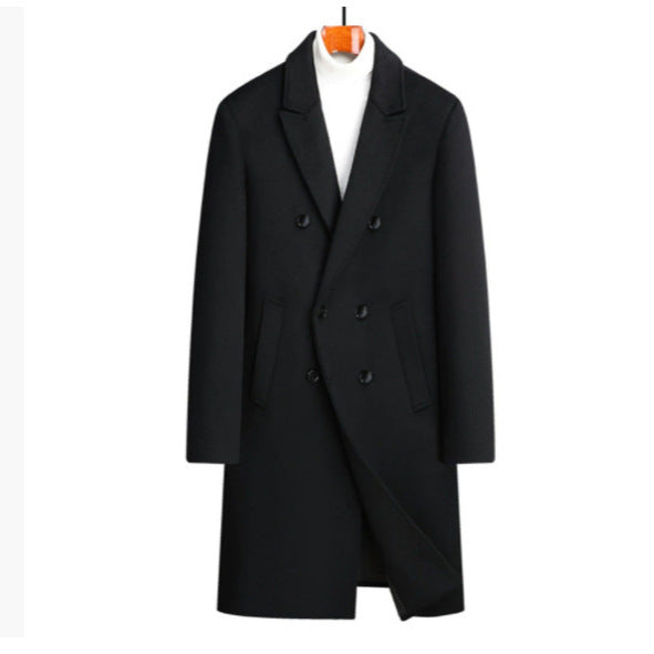 Elegant wool coat for men with double-breasted and decorative lapel Lune London