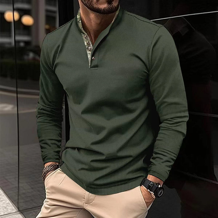 Men's long sleeve shirt with modern stand collar and elegant design Lune London